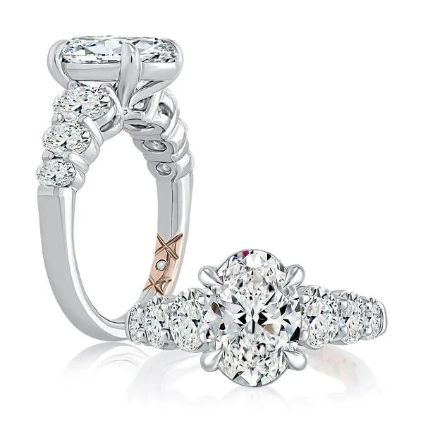 A.Jaffe Engagement Rings Classic Four Prong Oval Cut Diamond Flanked Engagement Ring MECOV2855/426