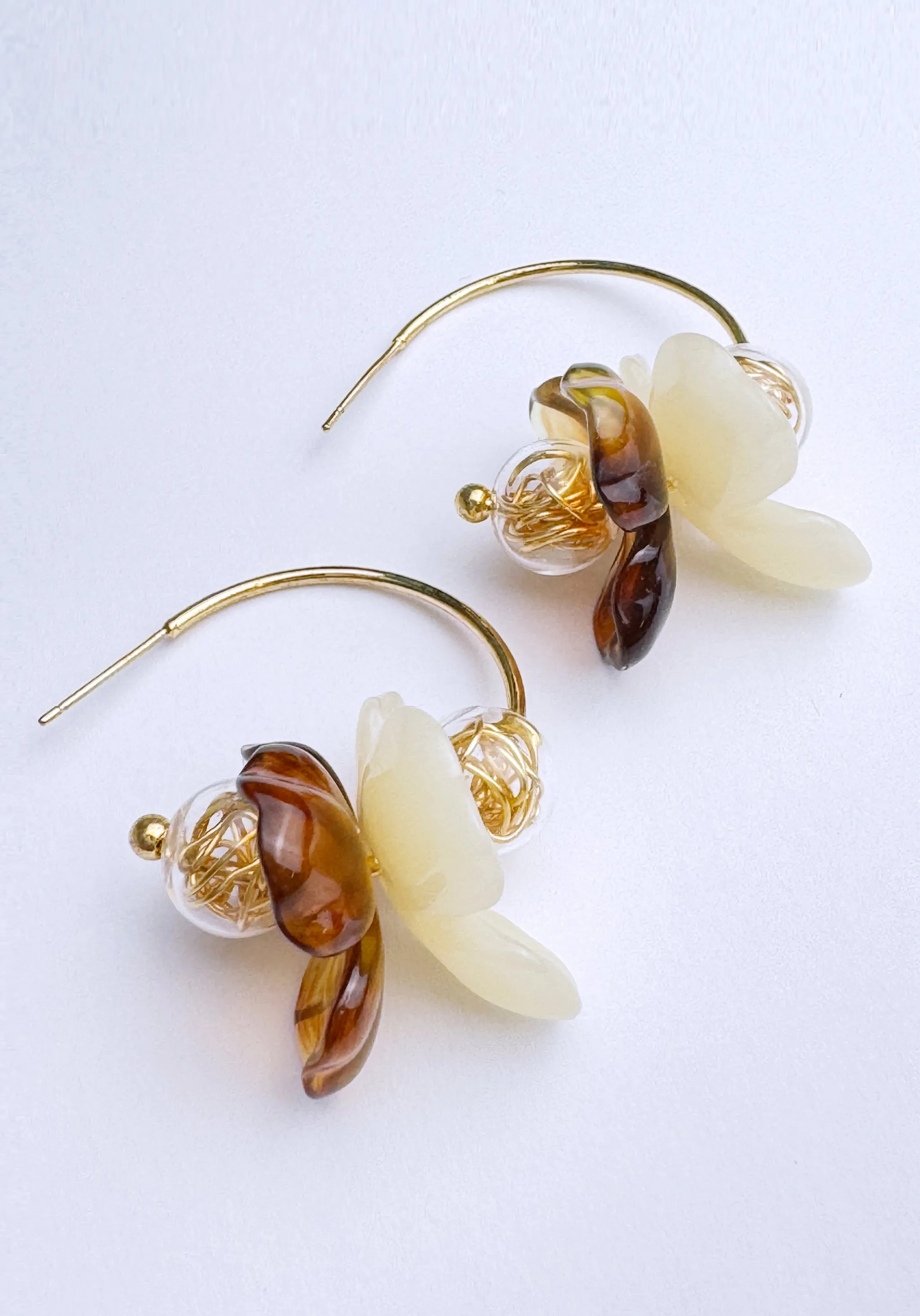 Amber Bloom Hoop Earrings