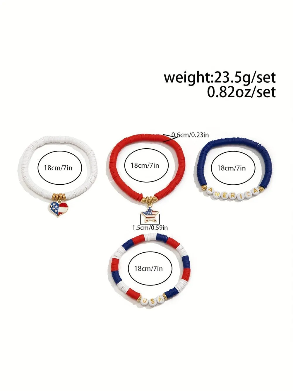 American Patriot Multi-Layered Bracelet with Personalized Letter Beads