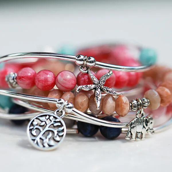 Anchor | Soft Bangle Charm Bracelet | Labradorite