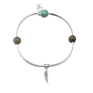 Angel Wing | Soft Bangle Charm Bracelet | African Turquoise