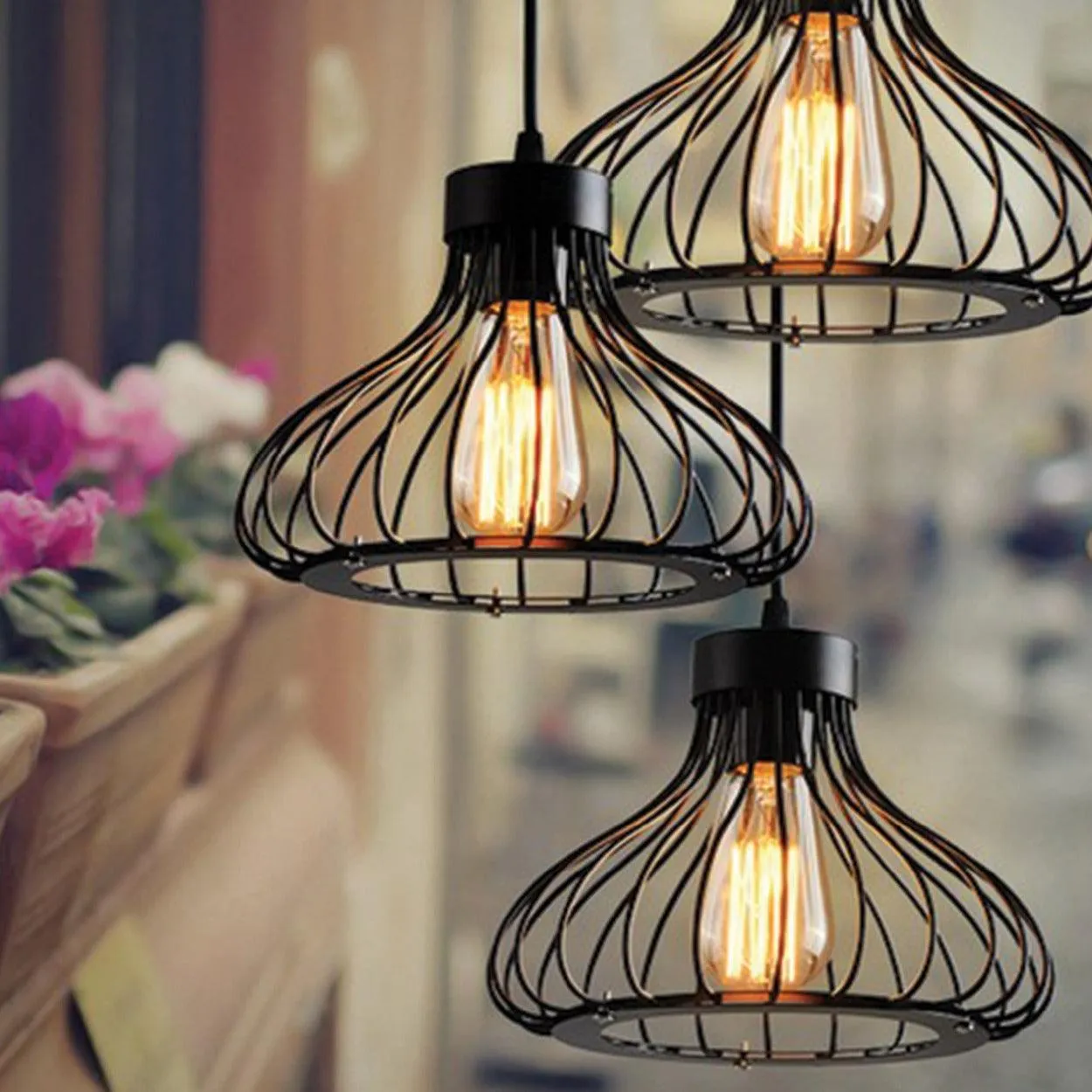 ANKUR VINTAGE RETRO CAGE HANGING PENDANT LIGHT