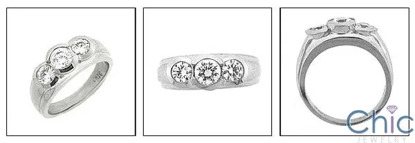 Anniversary 1.2 Total Carat Weight Round Half Bezels Cubic Zirconia 14K White Gold Ring