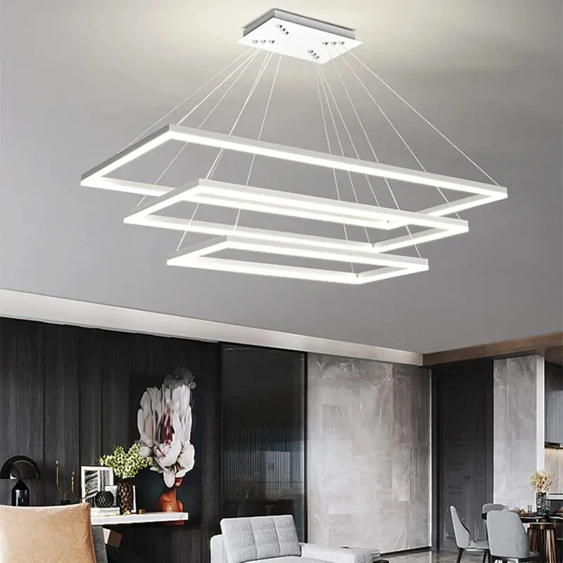 Aoede - Tiered Hanging LED Rectangle Modern Chandelier