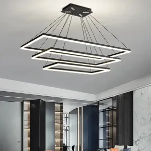 Aoede - Tiered Hanging LED Rectangle Modern Chandelier