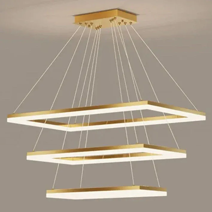 Aoede - Tiered Hanging LED Rectangle Modern Chandelier