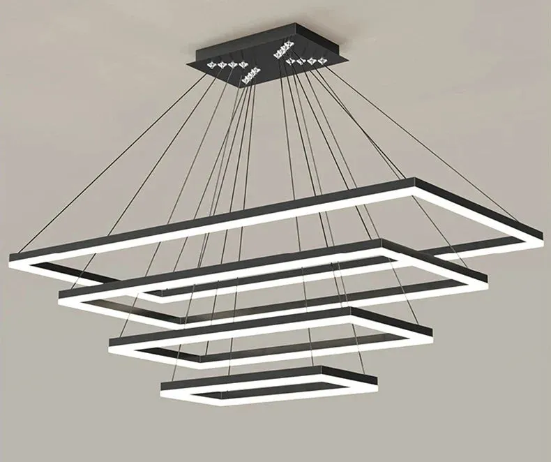 Aoede - Tiered Hanging LED Rectangle Modern Chandelier