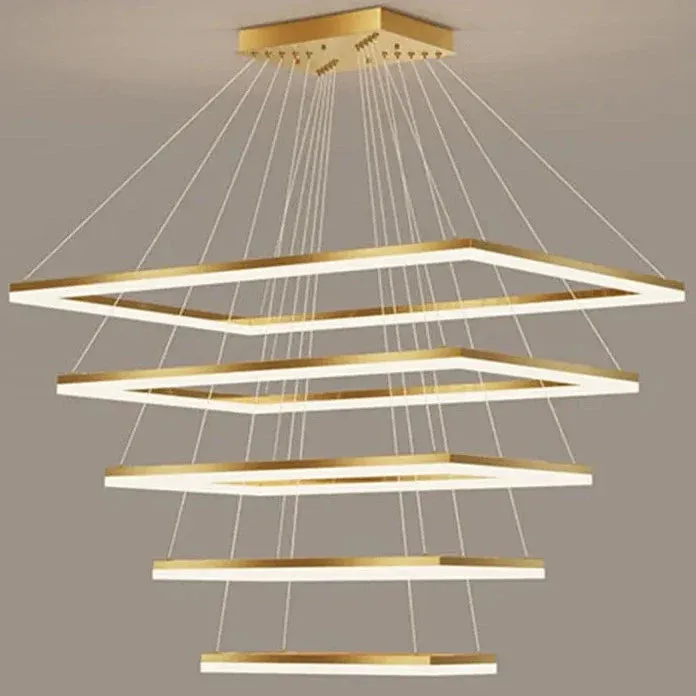 Aoede - Tiered Hanging LED Rectangle Modern Chandelier