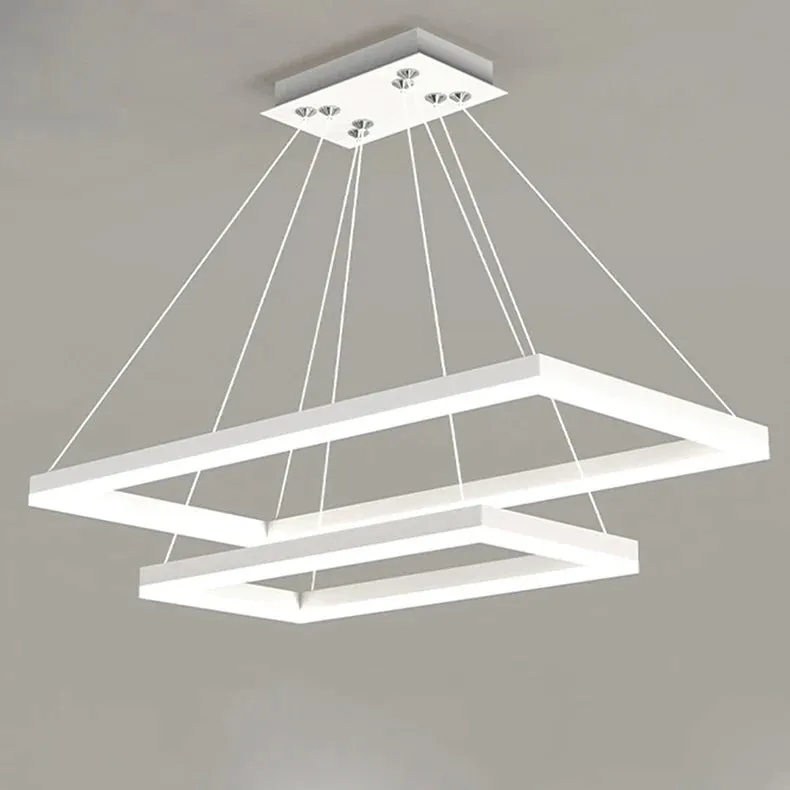 Aoede - Tiered Hanging LED Rectangle Modern Chandelier