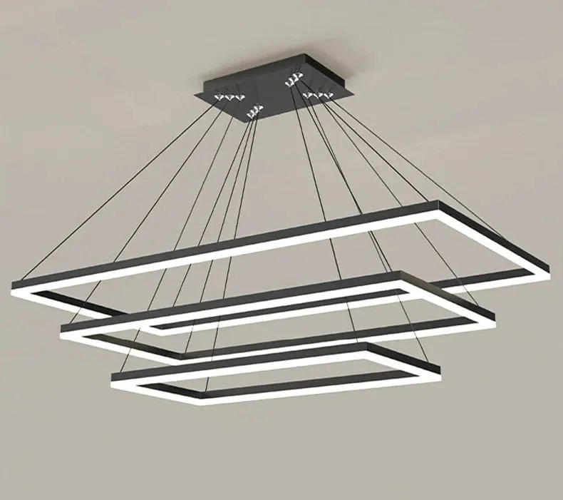 Aoede - Tiered Hanging LED Rectangle Modern Chandelier