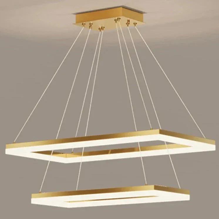 Aoede - Tiered Hanging LED Rectangle Modern Chandelier