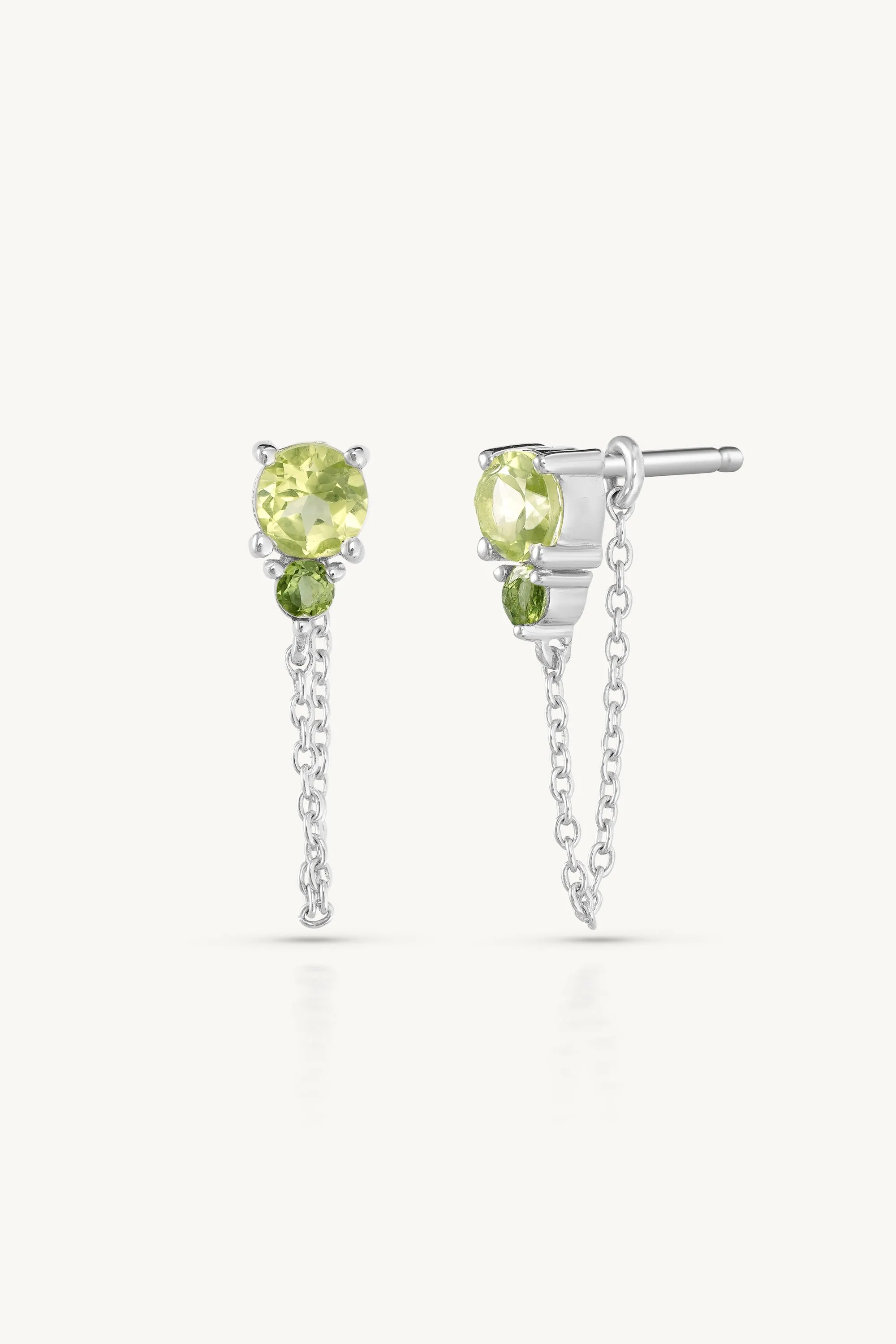 August Ombre Peridot Birthstone Silver Stud