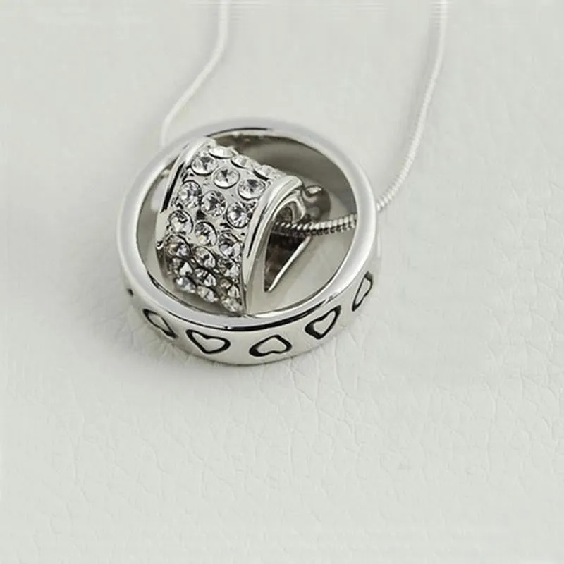 Austrian Crystal Cluster Heart Round Circle Necklace