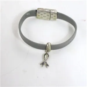 Awareness Bracelet in Grey Leather