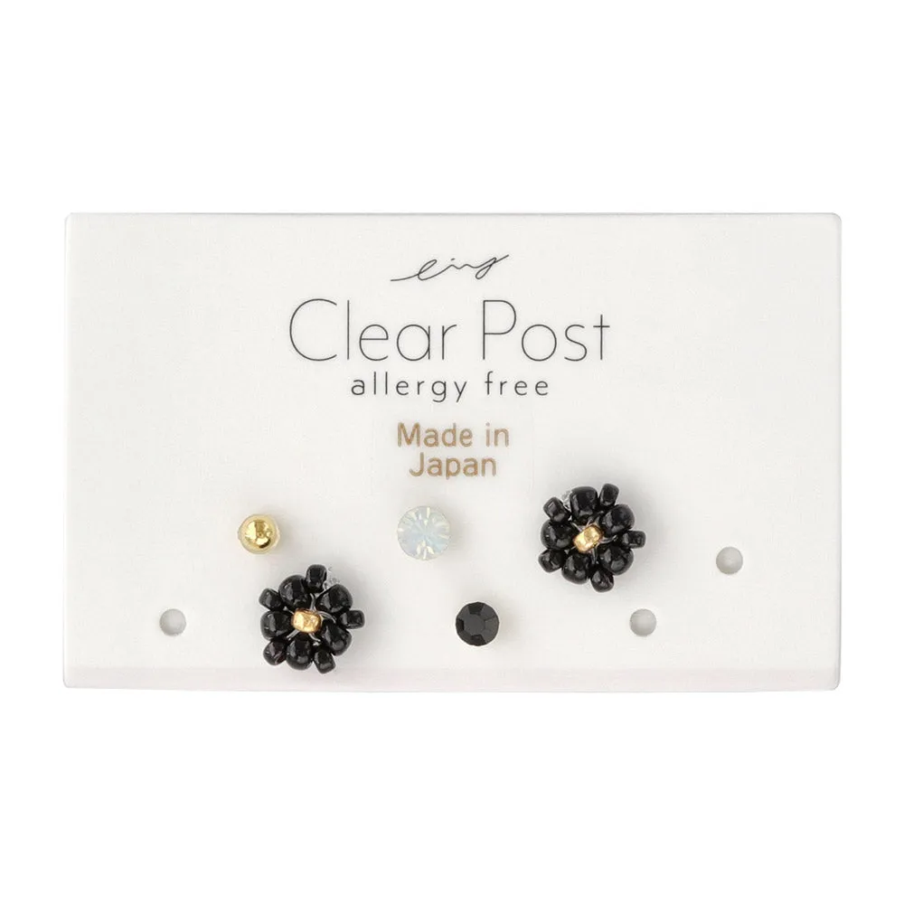 Beaded Flower Small Plastic Stud Set