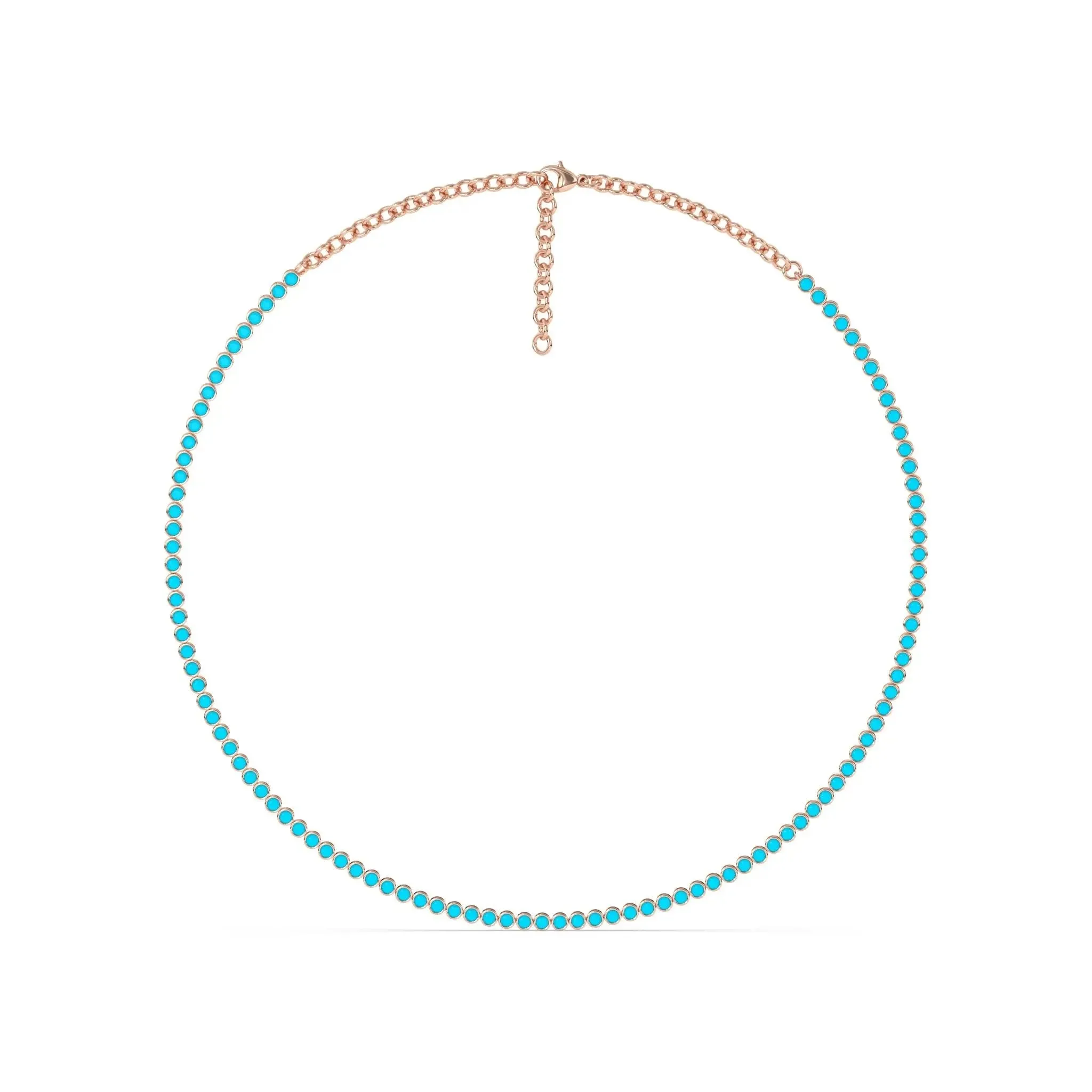 Bezel Set Turquoise Tennis Necklace