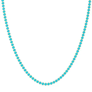 Bezel Set Turquoise Tennis Necklace