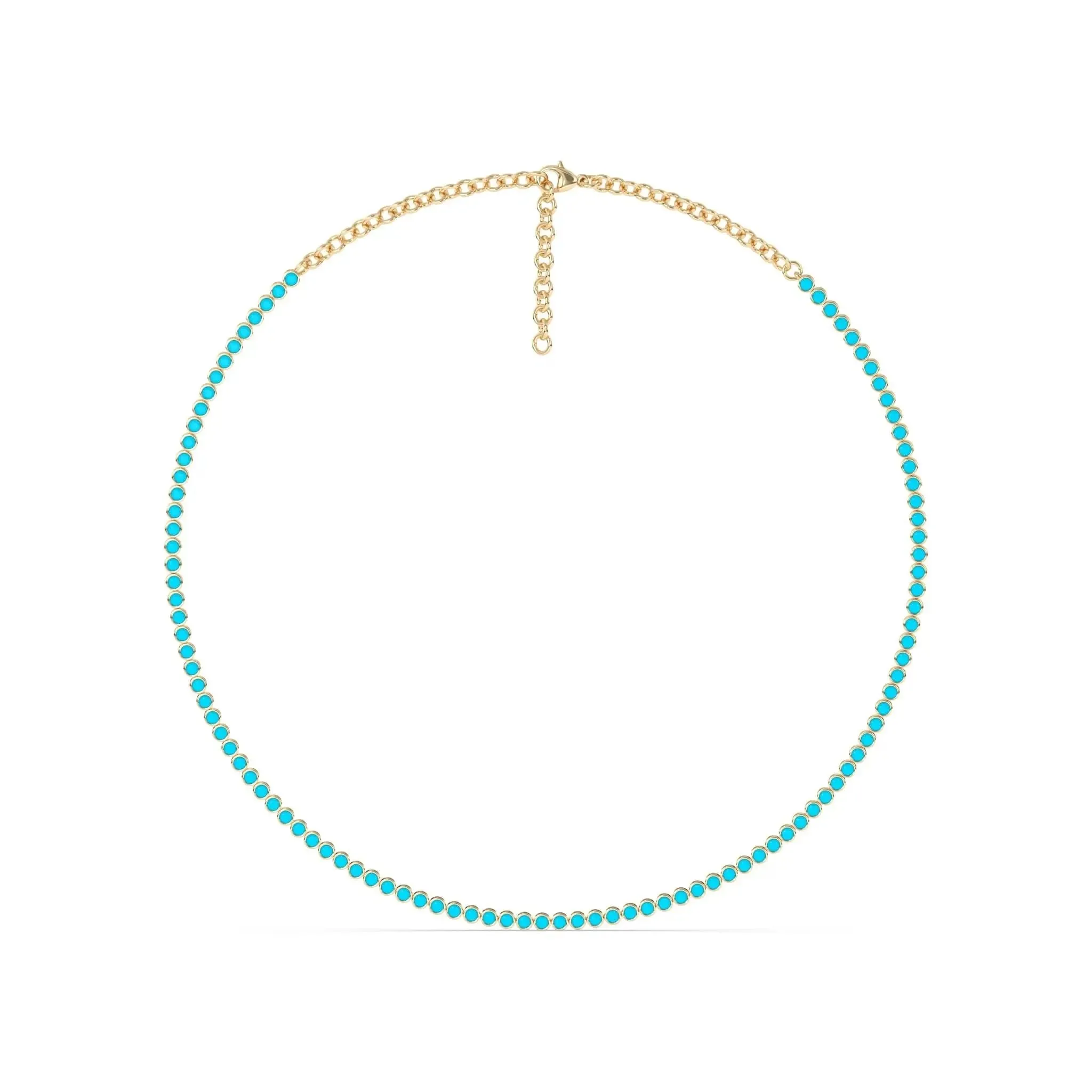 Bezel Set Turquoise Tennis Necklace