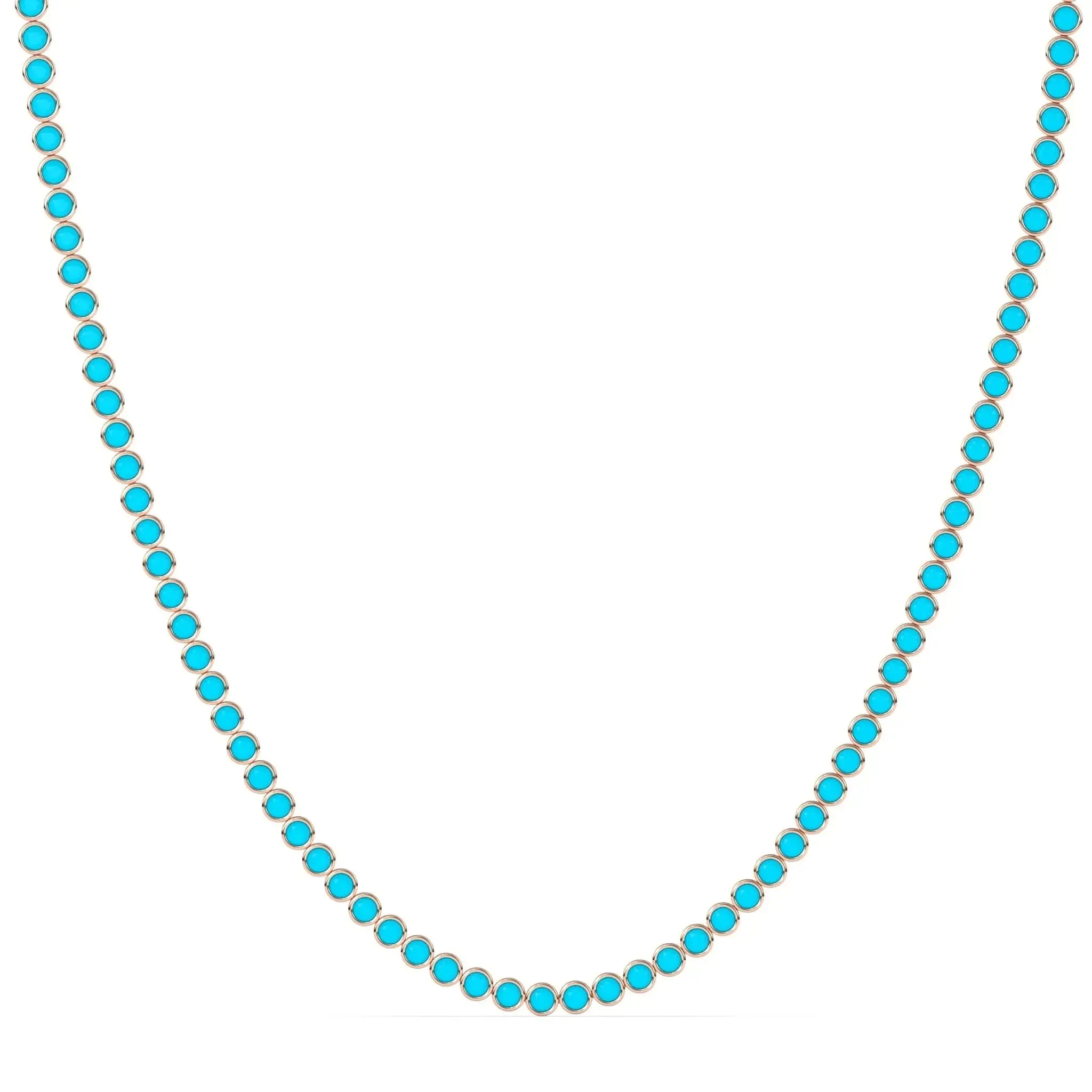 Bezel Set Turquoise Tennis Necklace