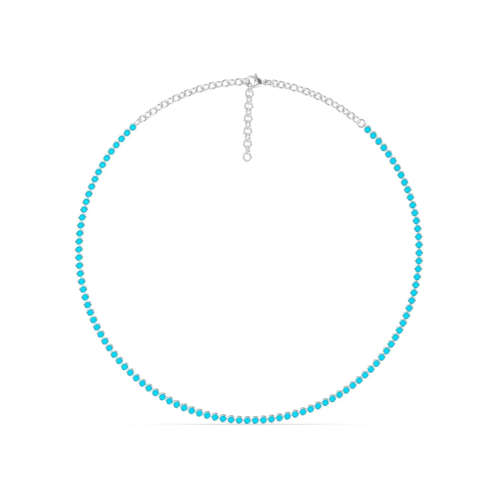 Bezel Set Turquoise Tennis Necklace