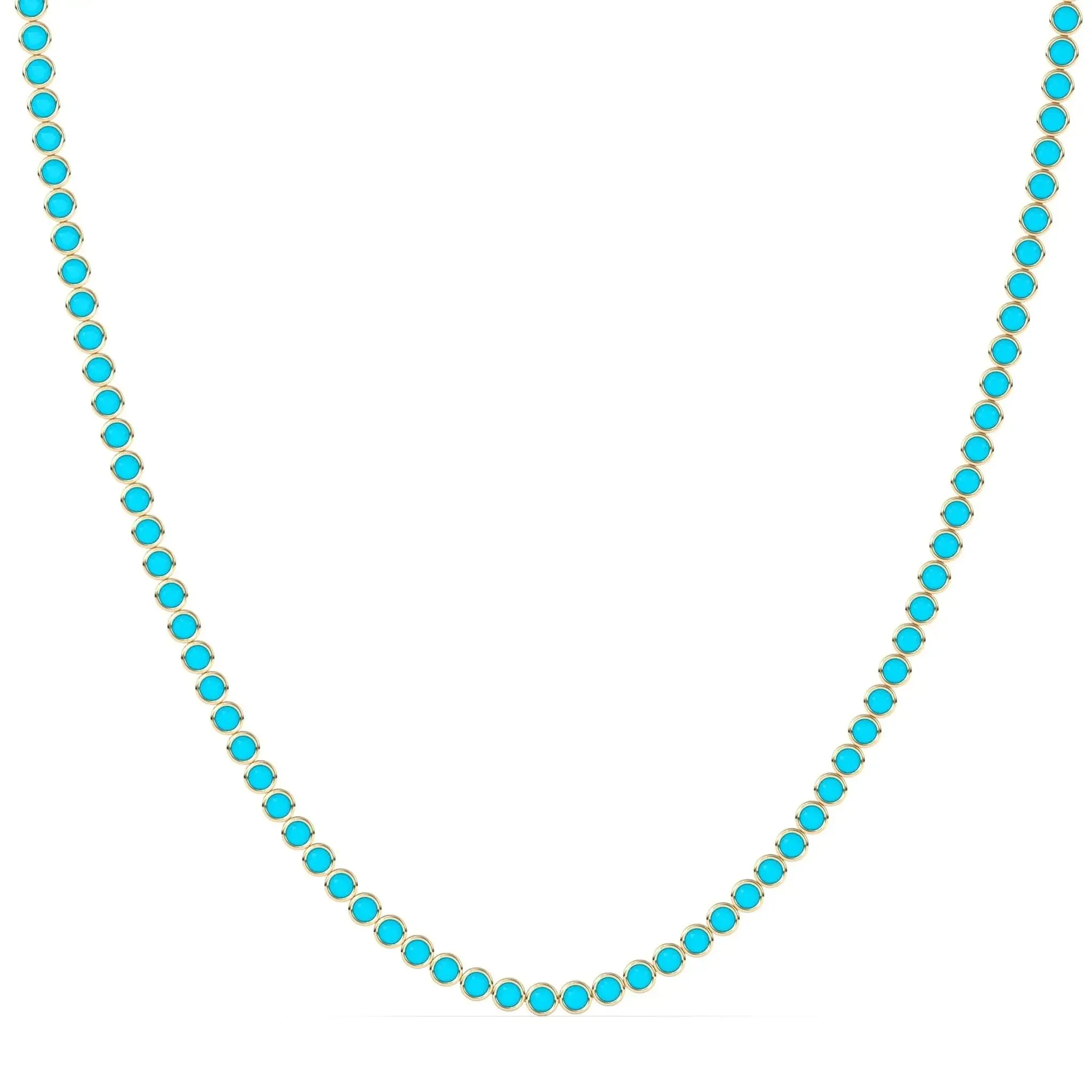 Bezel Set Turquoise Tennis Necklace