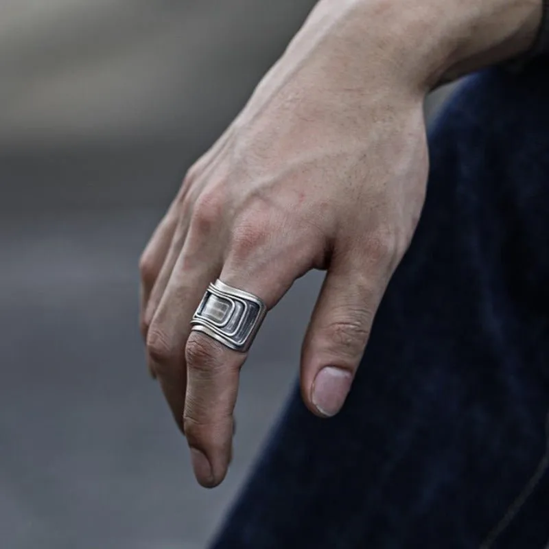 Bold & Modern S925 Oxidized Silver Ring