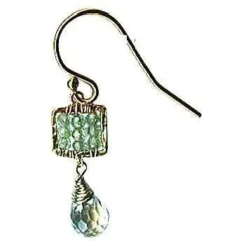 Box Earrings 4244 B B with Green Kyanite and Aquamarine Briolette by Michelle Pressler Jewelry