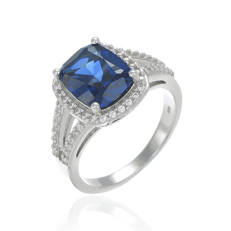 Brilliant Sapphire Cushion Cut Ring