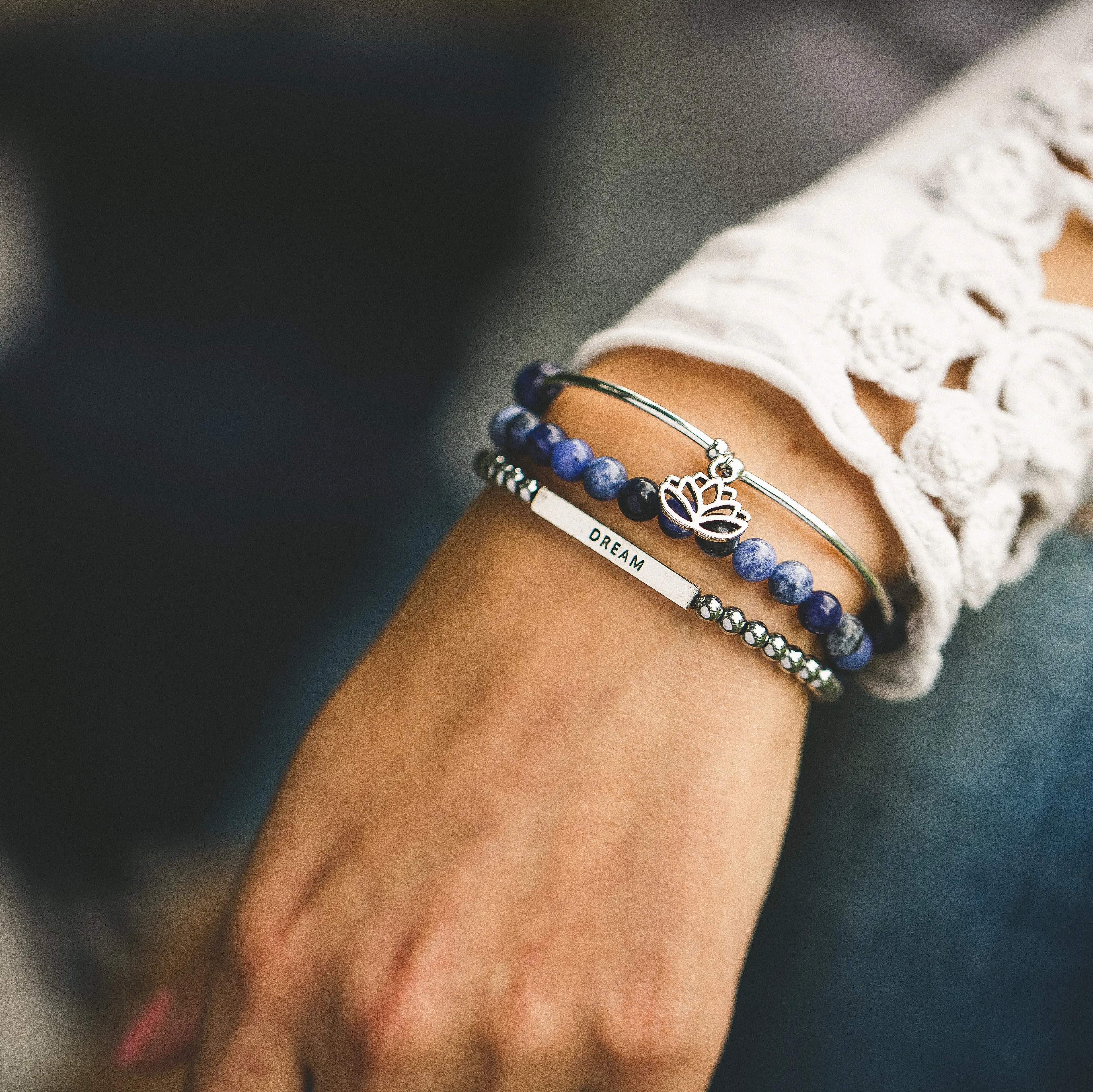 Caduceus (Medical Symbol) | Soft Bangle Charm Bracelet | Labradorite