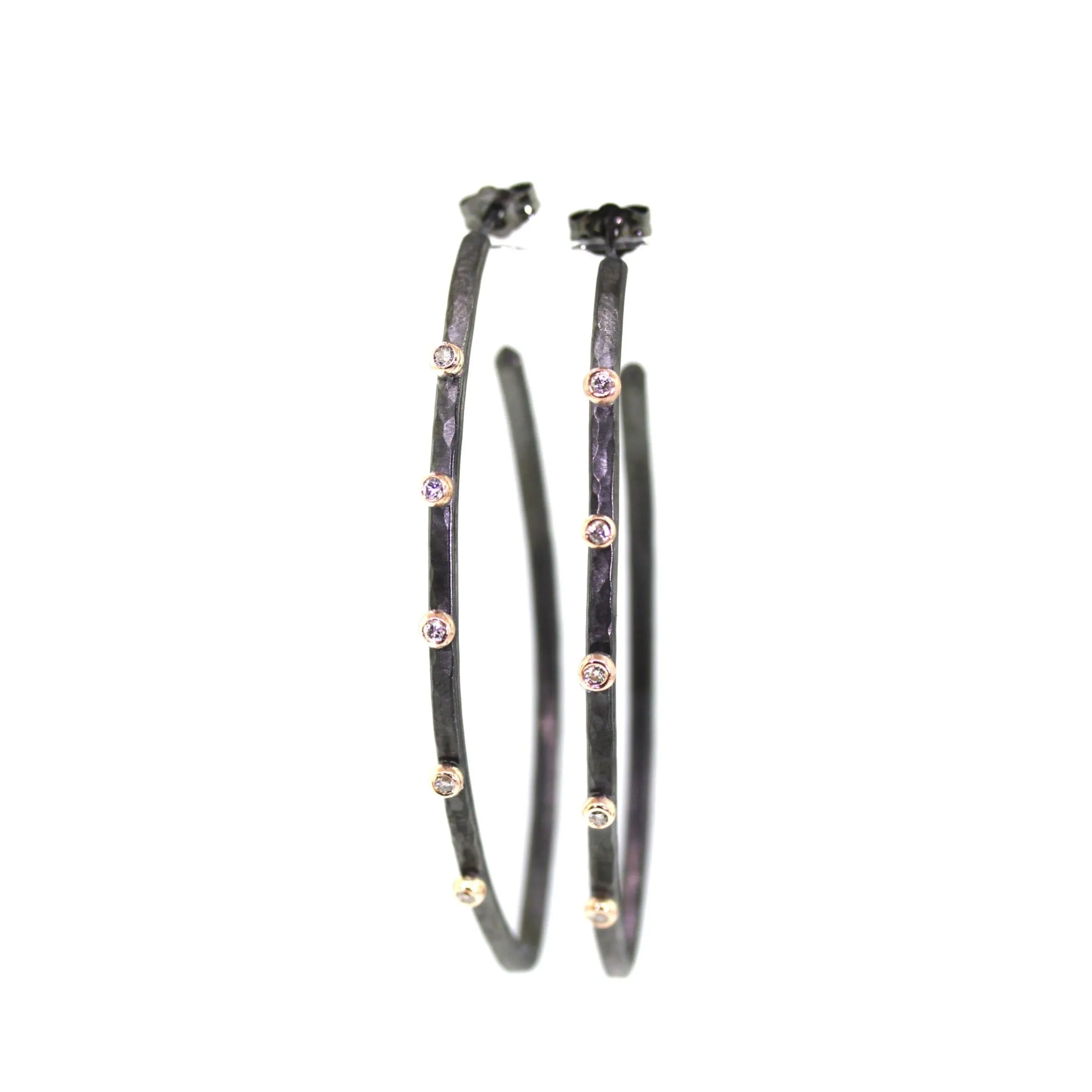 Champagne Diamond & Gold Elongated Hoops