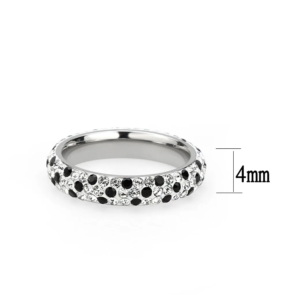 CJ3917 Wholesale Women's Stainless Steel Top Grade Crystal in Multicolor Ring