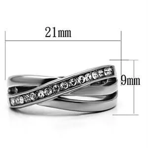 CJG1037 Wholesale Overlapping Top Grade Crystal High Polished Stainless Steel Women's Fashion Ring