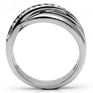 CJG1037 Wholesale Overlapping Top Grade Crystal High Polished Stainless Steel Women's Fashion Ring