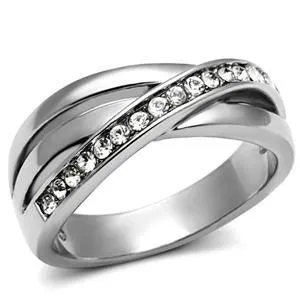 CJG1037 Wholesale Overlapping Top Grade Crystal High Polished Stainless Steel Women's Fashion Ring