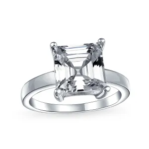 Classic 3CT AAA CZ Asscher Cut Solitaire Engagement Ring in Sterling Silver