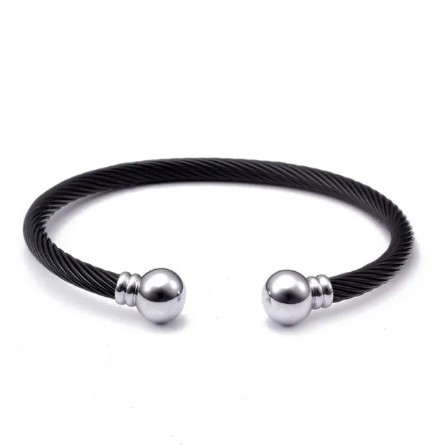 Classic Soft Healthy Stainless Steel Open Men Women Cuff Bangles Vintage Mesh Surface Male Charm Sporty Bracelets