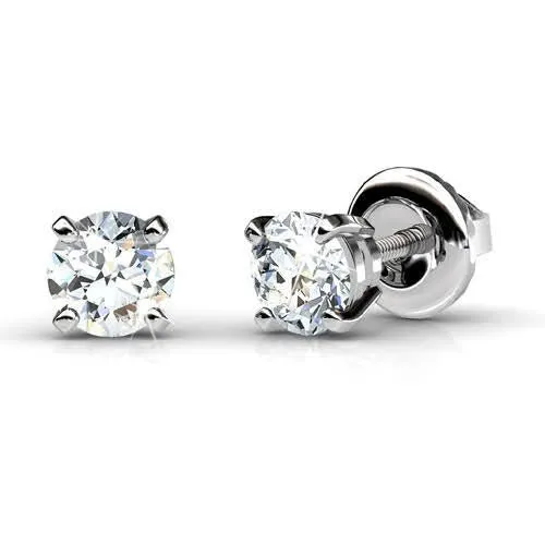 Classy 0.50CT Round Cut Diamond Stud Earrings in 14KT White Gold