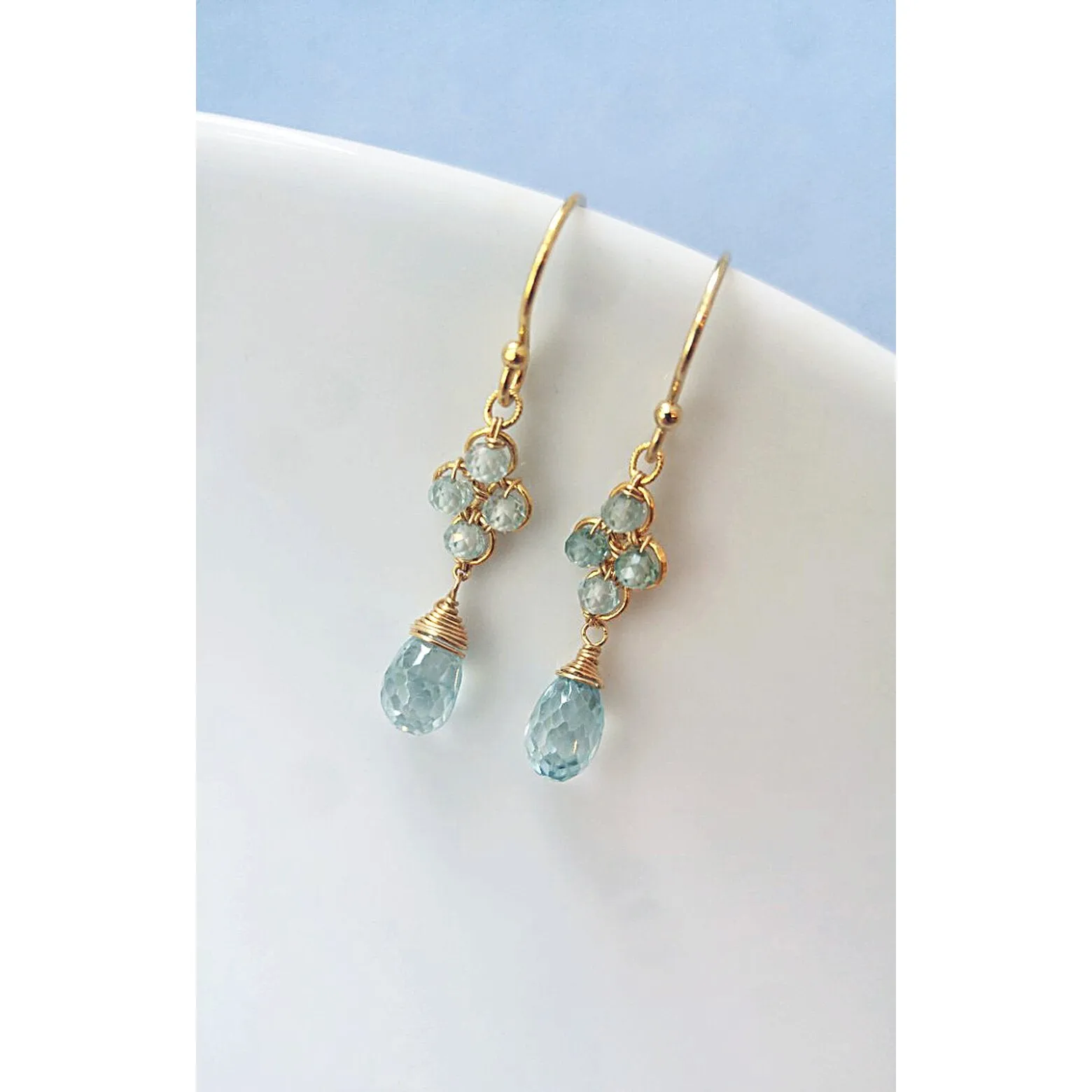 Clover Earrings 4715 with Labradorite and Silverite Drops by Michelle Pressler Jewelry