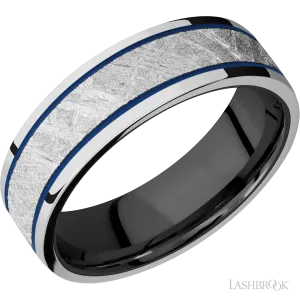 Cobalt Chrome with Polish Finish and Meteorite Inlay and Zirconium - 7MM