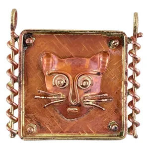 Copper Cat Face Pendant in a "Picture" Frame