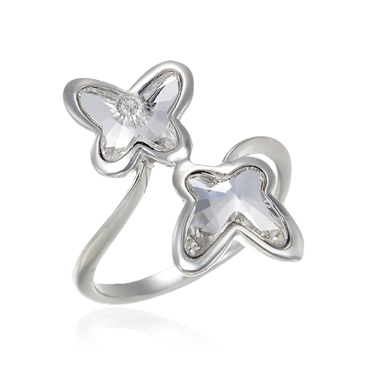 Crystal Butterfly Twin Ring