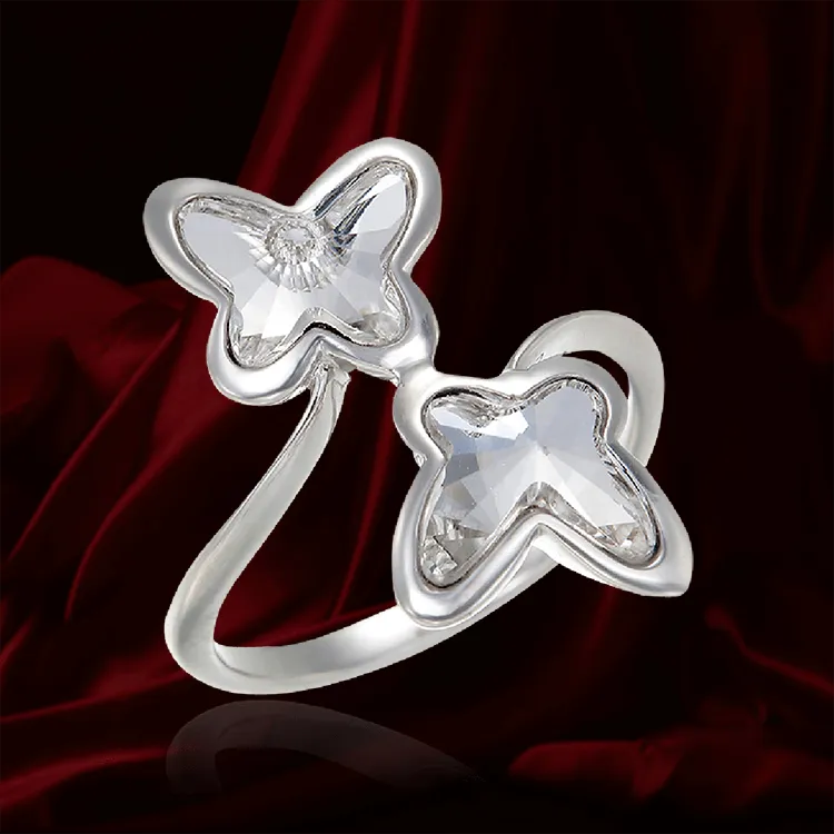 Crystal Butterfly Twin Ring