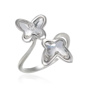 Crystal Butterfly Twin Ring