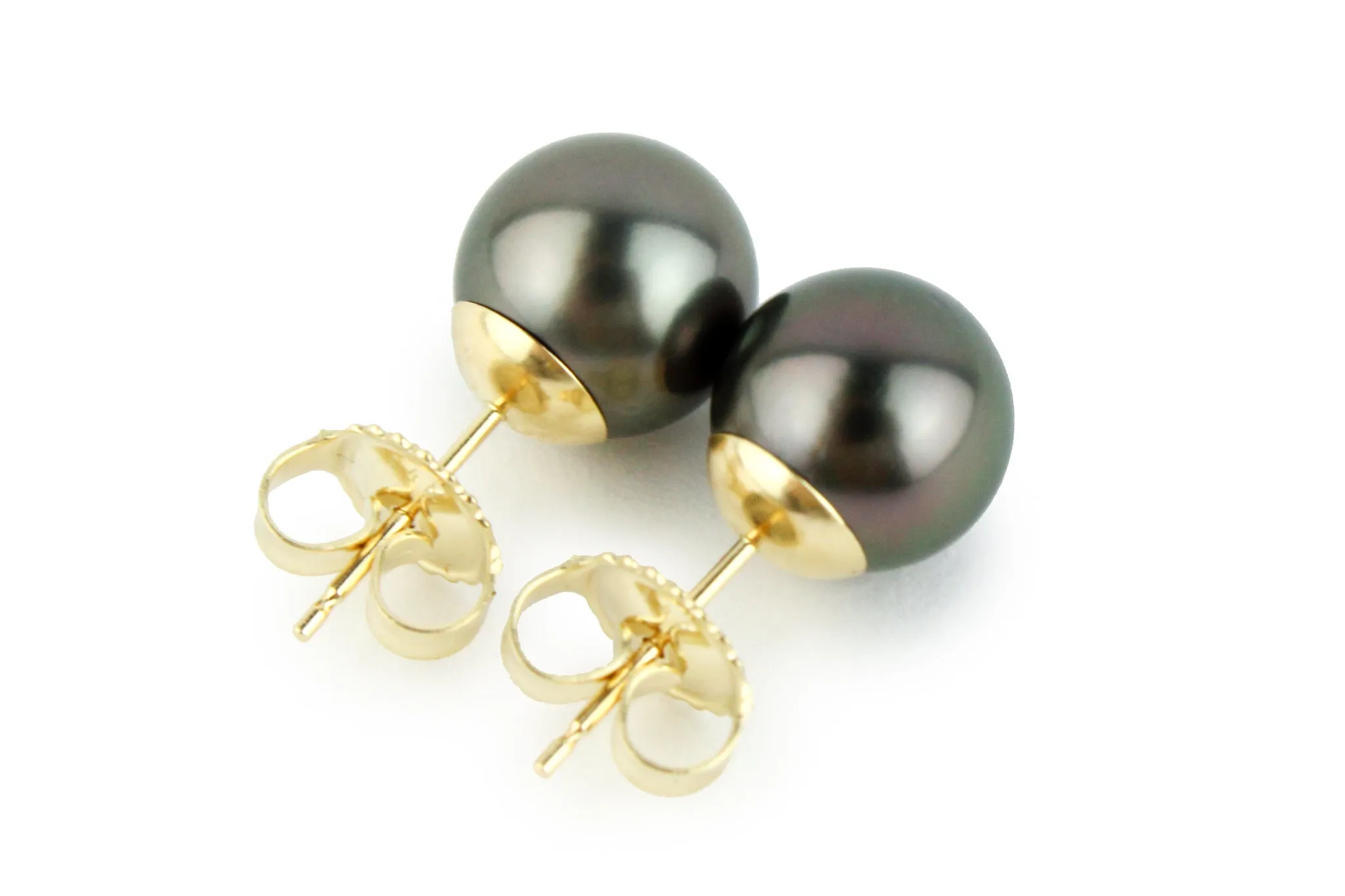 Dark Pink-Lavender 9.2-9.8mm Tahitian Pearl Stud Earrings