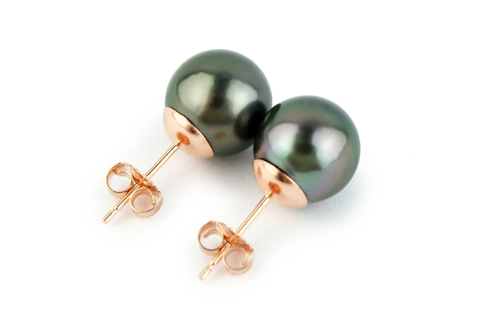 Dark Pink-Lavender 9.2-9.8mm Tahitian Pearl Stud Earrings