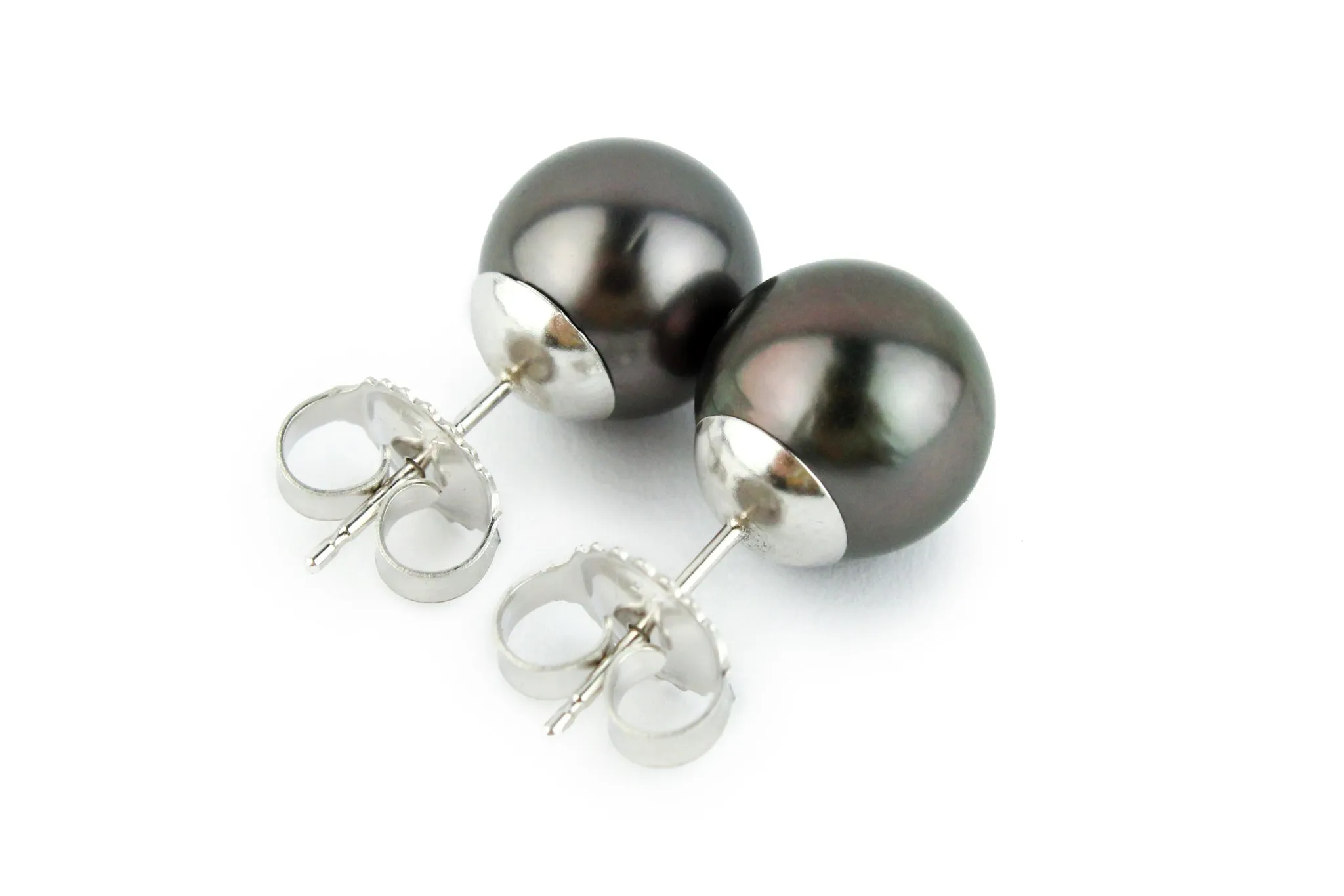 Dark Pink-Lavender 9.2-9.8mm Tahitian Pearl Stud Earrings