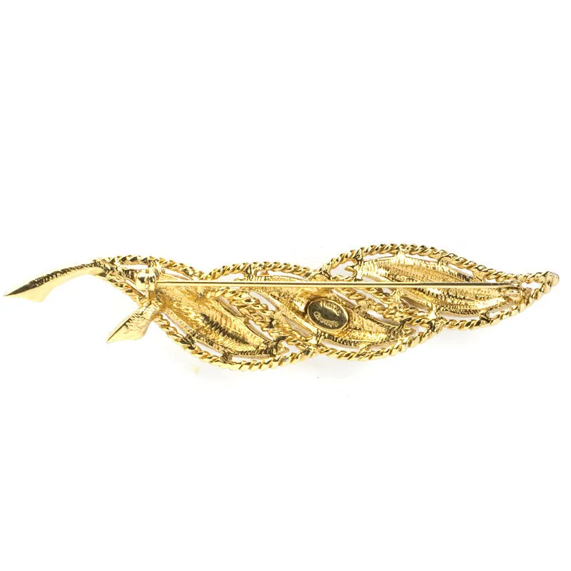 Diamanté & Gold Leaf Brooch