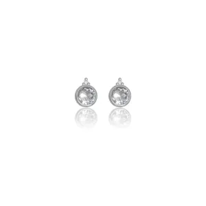 Diamonds by Georgini - Natural Aquamarine and Two Natural Diamond March Earrings Silver