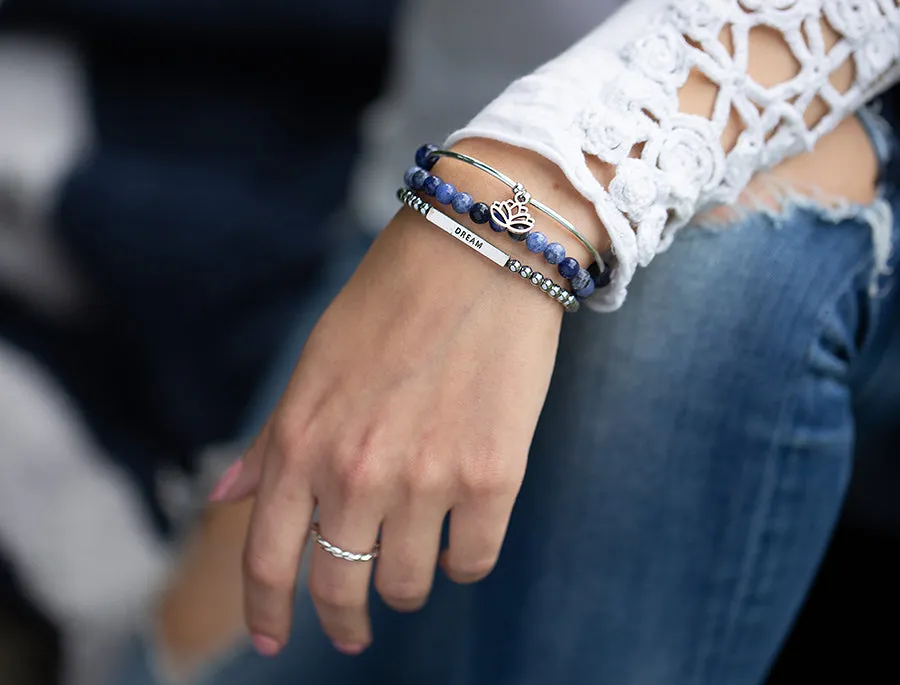 Dragonfly | Soft Bangle Charm Bracelet |  Sodalite