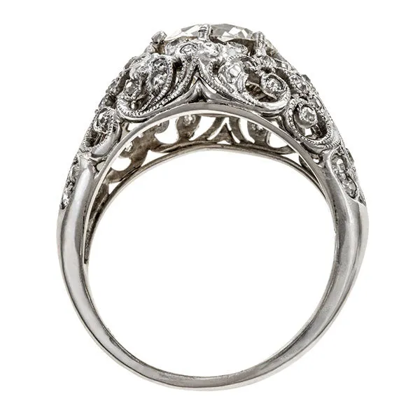 Edwardian Filigree Engagement Ring, Cushion Cut 2.53ct.